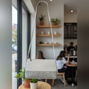 Kate Spade New York Flash Glitter Glimmer Crossbody Grey Silver (NWT)